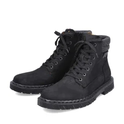 Rieker Men'S Corded Boots Deep Black