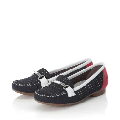 Rieker Women'S Ballerinas Ocean Blue-Fire Red