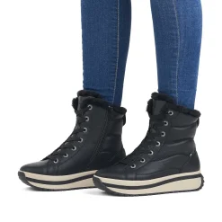 Rieker Women'S Corded Boots Deep Black