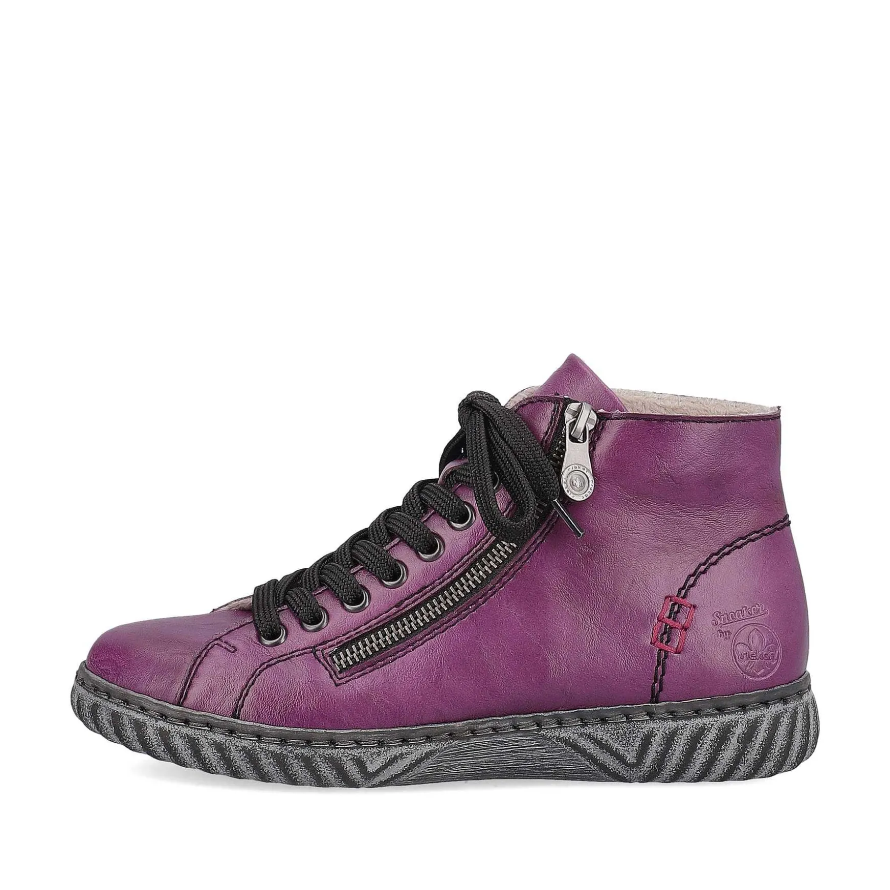 Rieker Women'S Corded Boots Aubergine-Black