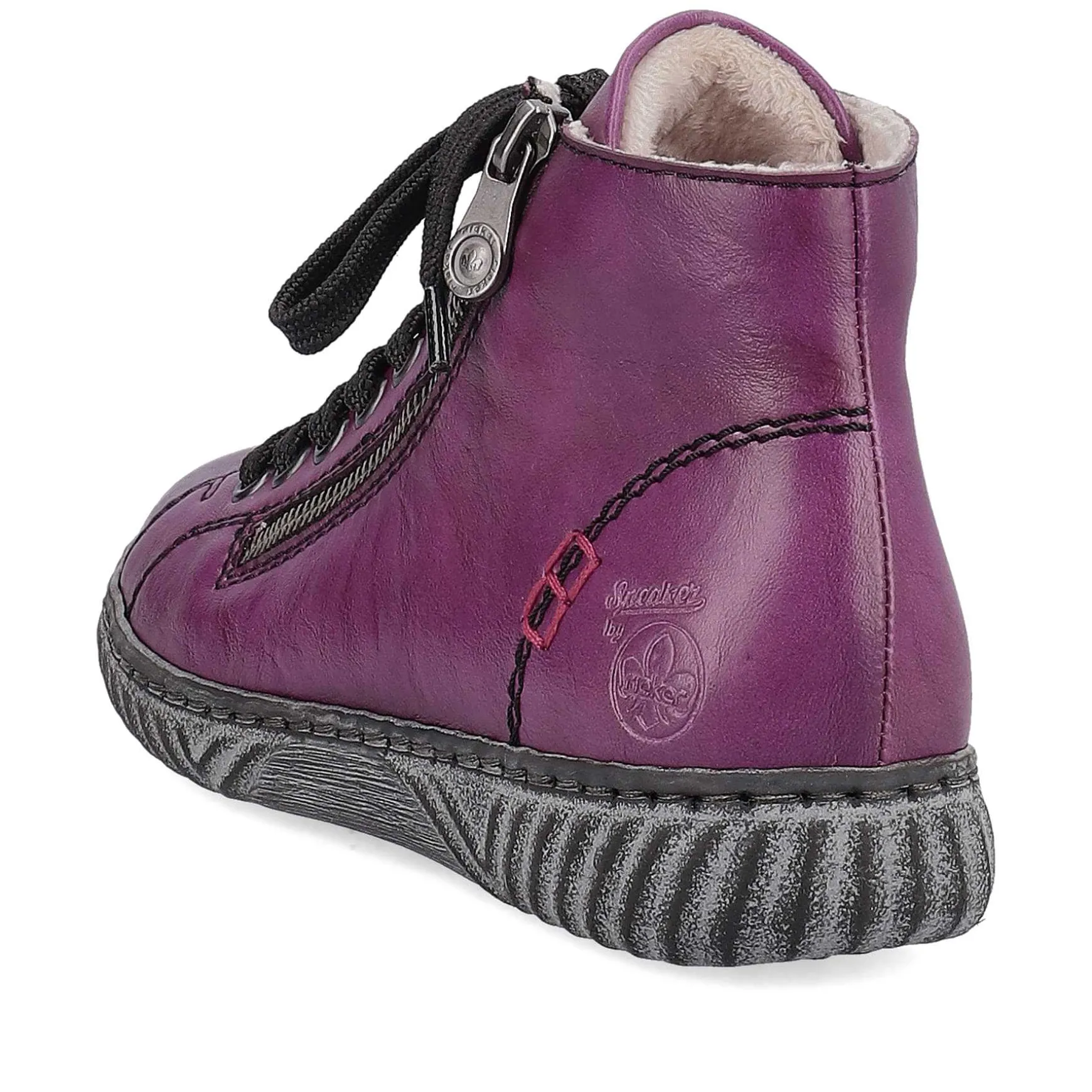 Rieker Women'S Corded Boots Aubergine-Black