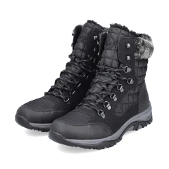 Rieker Women'S Corded Boots Deep Black