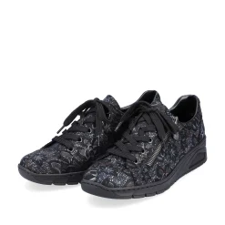 Rieker Women'S Lace-Up Shoes Black Metallic