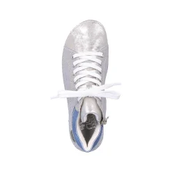 Rieker Women'S Lace-Up Shoes Silver Gray-Sky Blue