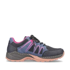 Rieker Women'S Lace-Up Shoes Navy Blue-Raspberry Red