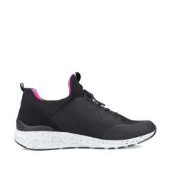 Rieker Women'S Slippers Urban-Black Flamingo-Pink