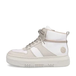Rieker Women'S Sneaker High Swan White Beige