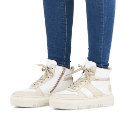 Rieker Women'S Sneaker High Swan White Beige