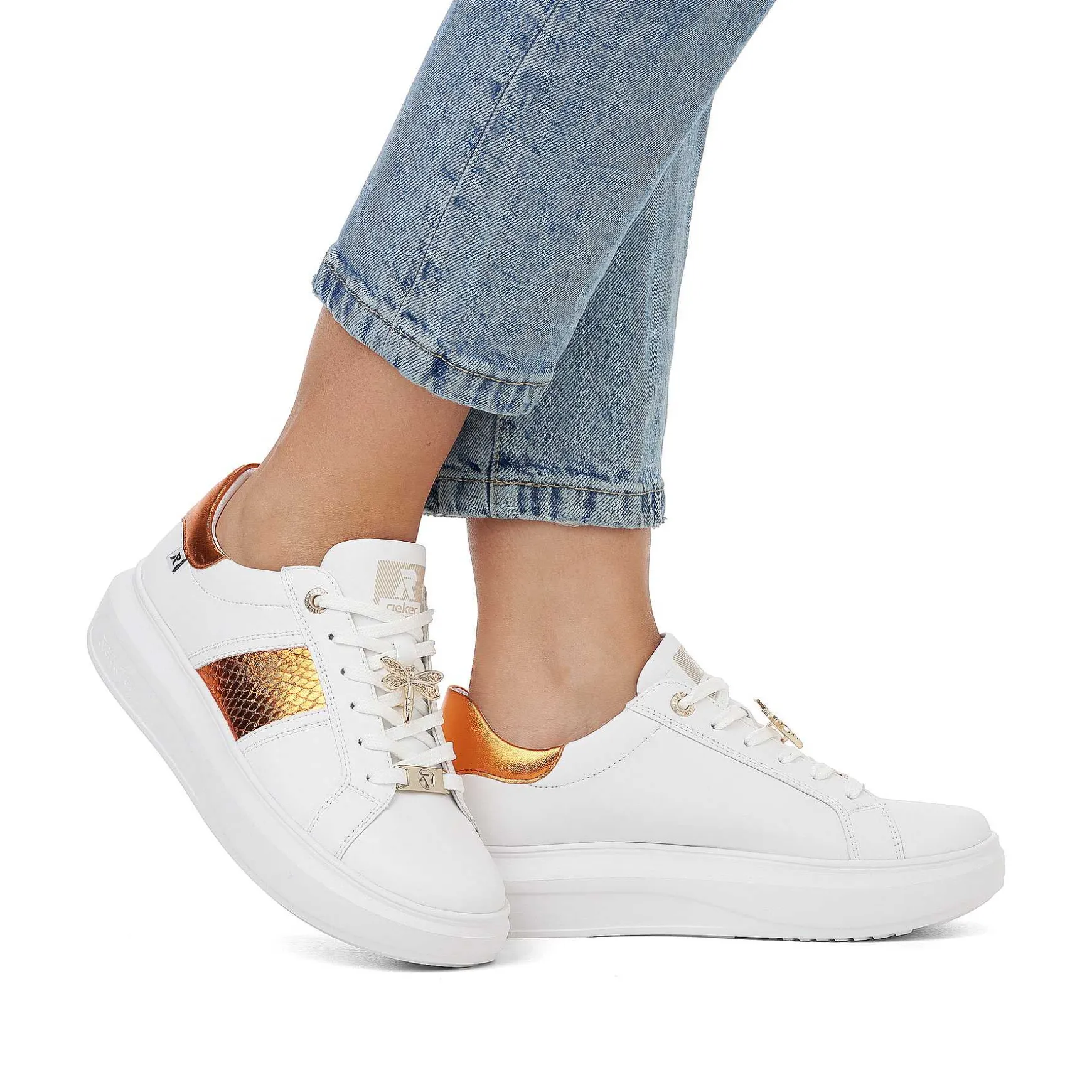 Rieker Women'S Sneaker Low Pearl-White Copper-Metallic