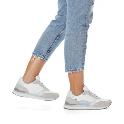Rieker Women'S Sneaker Low Swan-White Clay-Beige Ice-Blue