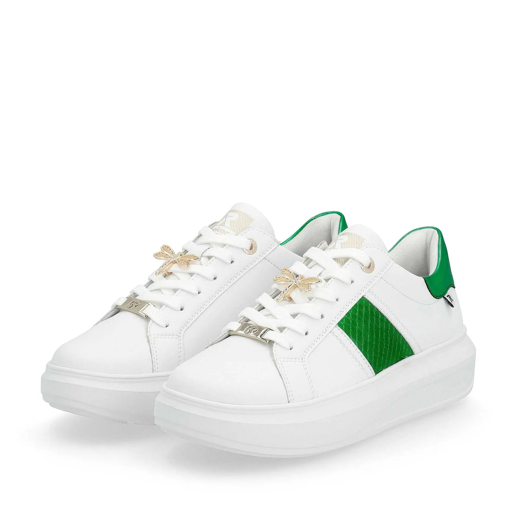 Rieker Women'S Sneaker Low Crystal White Metallic Green