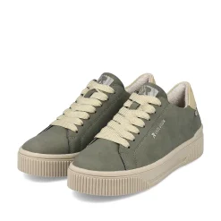 Rieker Women'S Sneaker Low Khaki-Green Cream-Beige