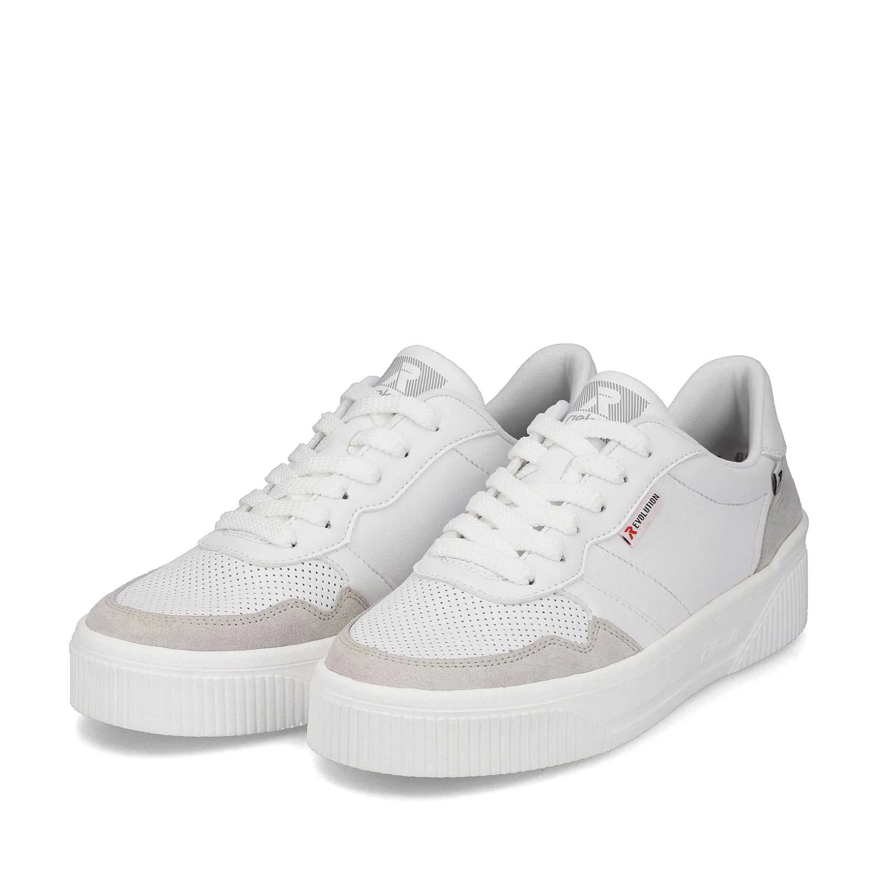 Rieker Women'S Sneaker Low Swan-White Stone-Grey
