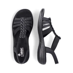 Rieker Women'S Strappy Sandals Asphalt Black