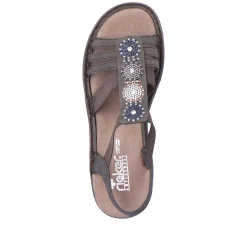 Rieker Women'S Strappy Sandals Black Gray