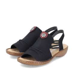 Rieker Women'S Strappy Sandals Asphalt Black