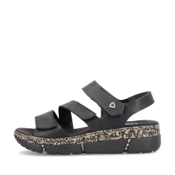 Rieker Women'S Strappy Sandals Asphalt Black