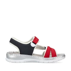 Rieker Women'S Trekking Sandals Fire Red-Navy Blue