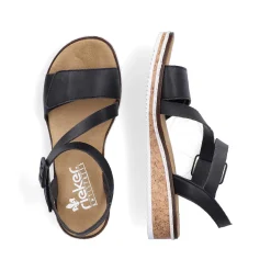 Rieker Women'S Wedge Sandals Matt Black