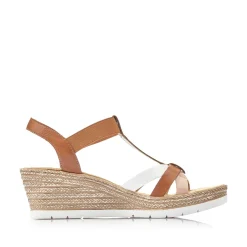 Rieker Women'S Wedge Sandals Coffee Brown