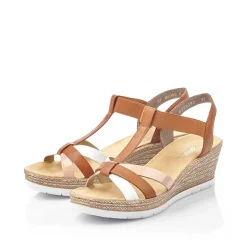 Rieker Women'S Wedge Sandals Coffee Brown