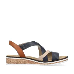 Rieker Women'S Wedge Sandals Navy Blue