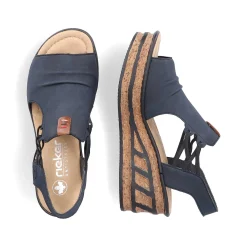 Rieker Women'S Wedge Sandals Steel Blue