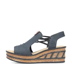 Rieker Women'S Wedge Sandals Steel Blue