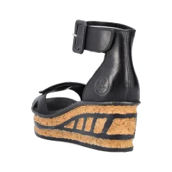 Rieker Women'S Wedge Sandals Glossy Black