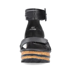 Rieker Women'S Wedge Sandals Glossy Black