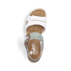 Rieker Women'S Wedge Sandals Mint Green-Lily White