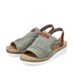 Rieker Women'S Wedge Sandals Khaki Green
