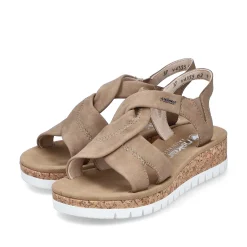 Rieker Women'S Wedge Sandals Brown-Beige