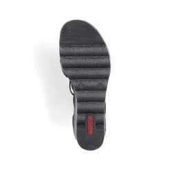 Rieker Women'S Wedge Sandals Asphalt Black