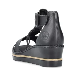 Rieker Women'S Wedge Sandals Asphalt Black