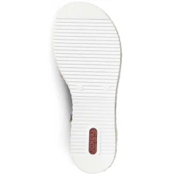 Rieker Women'S Wedge Sandals Sky Blue-Light Beige
