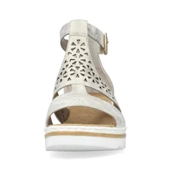 Rieker Women'S Wedge Sandals Silver-Platinum-Metallic