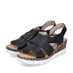 Rieker Women'S Wedge Sandals Night Black